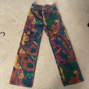 Dark Floral Fall Jeans